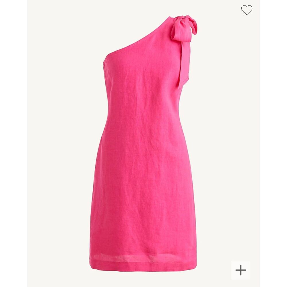J. Crew One-Shoulder Hot Pink Mini Dress with Bow
